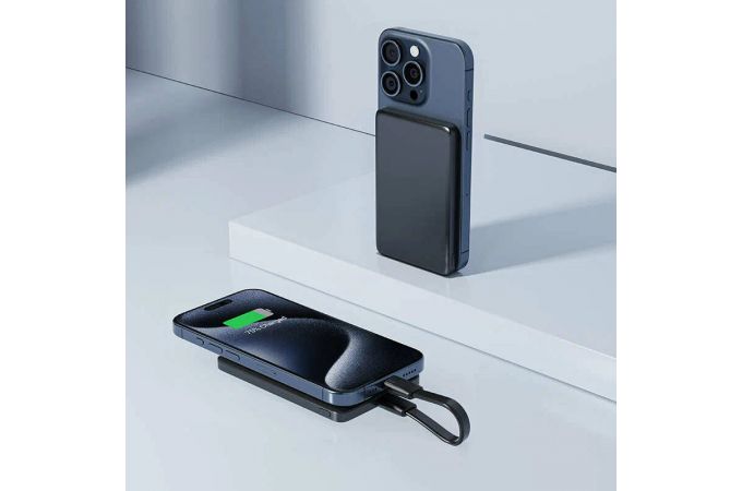 Универсальный дополнительный аккумулятор Power Bank ACEFAST M8 PD18W Ultra-thin Magnetic Wireless Charging 5000mAh Black
