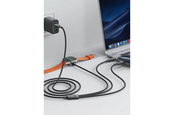 Сетевое зарядное устройство ACEFAST C6-11 USB-C 3-in-1 100W intelligent balance charging data cable (Черный)