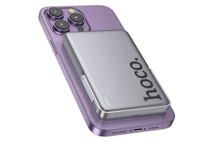 Универсальный дополнительный аккумулятор Power Bank HOCO Q36 Sunlight PD20W magnetic suction+holder(5000mAh) Metal grey