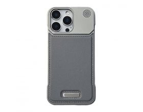 Чехол для iPhone 16 Pro Max MOSBROS Leather phone case (Серебряный)