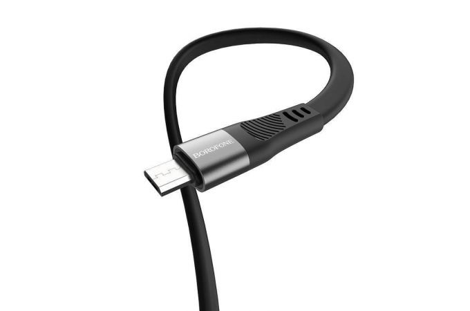 Кабель USB - MicroUSB BOROFONE BU18 2,4A (черный) 1,2м (силиконовый)