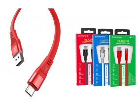 Кабель USB - MicroUSB BOROFONE BU18 2,4A (красный) 1,2м (силиконовый)