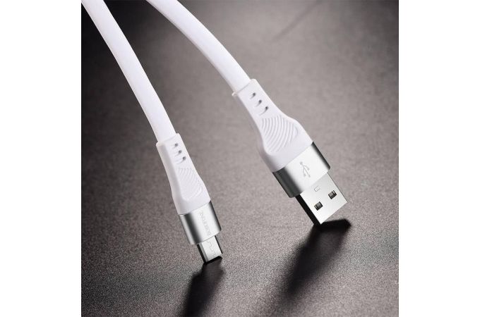 Кабель USB - MicroUSB BOROFONE BU18 2,4A (белый) 1,2м (силиконовый)