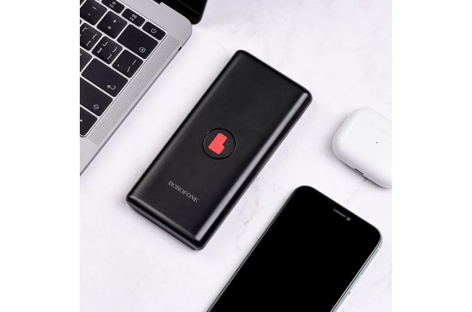 Универсальный дополнительный аккумулятор Power Bank BOROFONE BT31 + БЗ 10W (10000 mAh) (черный)