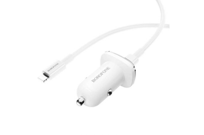 Автомобильное зарядное устройство АЗУ USB + кабель Lightning BOROFONE BZ12B Lasting power PD3.0 (белый)
