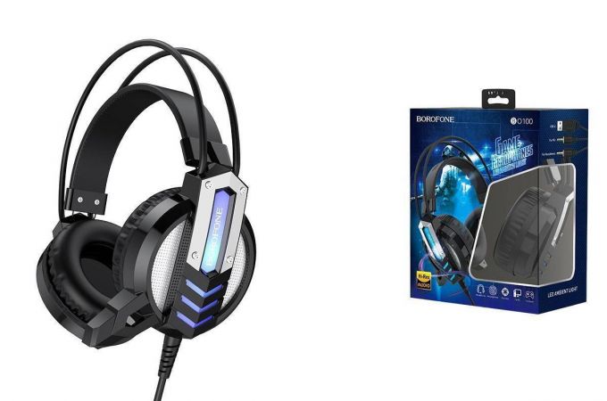 Наушники мониторные проводные с микрофоном BOROFONE BO100 Fun gaming headphones (черный)