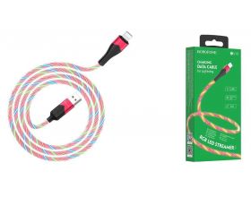 Кабель USB - Lightning BOROFONE BU19, 2,4A (красный) 1м (светящийся)