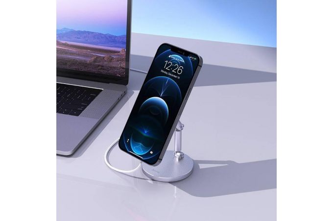 Держатель настольный для беспроводной магнитой зарядки MagSafe HOCO PH39 (серебристый)
