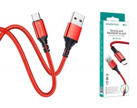 Кабель USB - MicroUSB BOROFONE BX54 2,4A (красный) 1м (в оплетке)