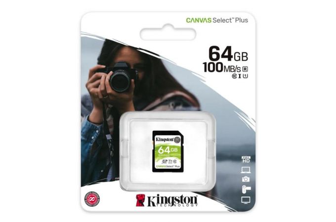 Карта памяти MicroSDXC 64 Gb Kingston class 10 100Mb/s б/ад Canvas Select Plus / SDCS2/64GBSP