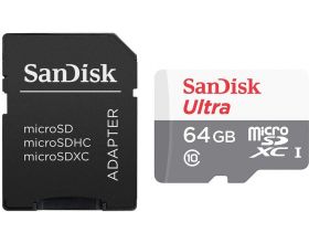 Карта памяти MicroSDXC 64 Gb SanDisk Ultra 100Mb/s SDSQUNR-064G-GN3MA