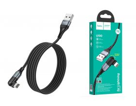Кабель USB - Lightning HOCO U100, 2,4A (черный) 1,2м (в оплетке, поворотный)