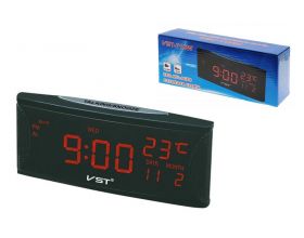 Часы настольные VST 719W-1 (говорящие,температура) (красный)