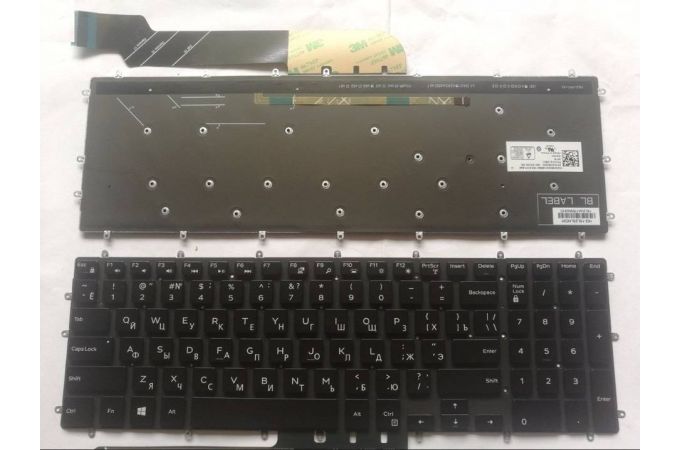 Клавиатура для ноутбука Dell Inspiron G3 15-5565, 15-5570, 15-7566, 17-5775, 15-3579, 15-3779, G5 15-5587, G7 15-7588 черная, без рамки, с подсветкой