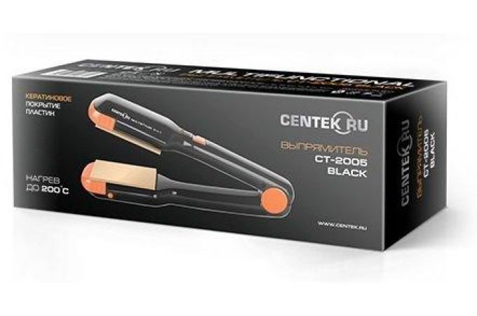 Выпрямитель для волос CENTEK CT-2005 черный 35Вт,гофре,4 насадки,LED индикат.,широкие пластины