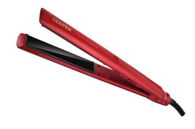 Выпрямитель для волос CENTEK CT-2018 красный 50 Вт, плав. керамич. пластины 120 мм, LED