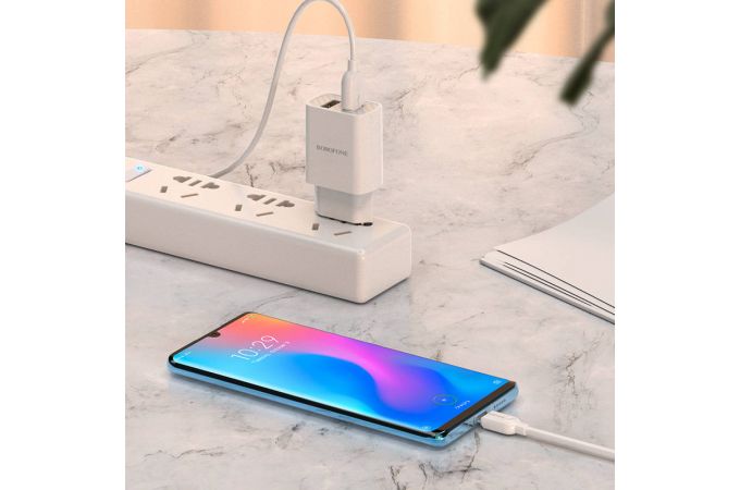 Сетевое зарядное устройство 2USB + кабель Type-C BOROFONE BA53A Powerway 2100 mAh (черный)