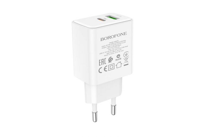 Сетевое зарядное устройство USB + USB-C BOROFONE BA67A Resource PD+ QC 3.0 (белый)