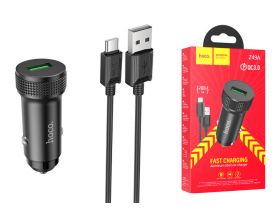 Автомобильное зарядное устройство АЗУ USB + кабель Type-C HOCO Z49A Level QC3.0 (черный)