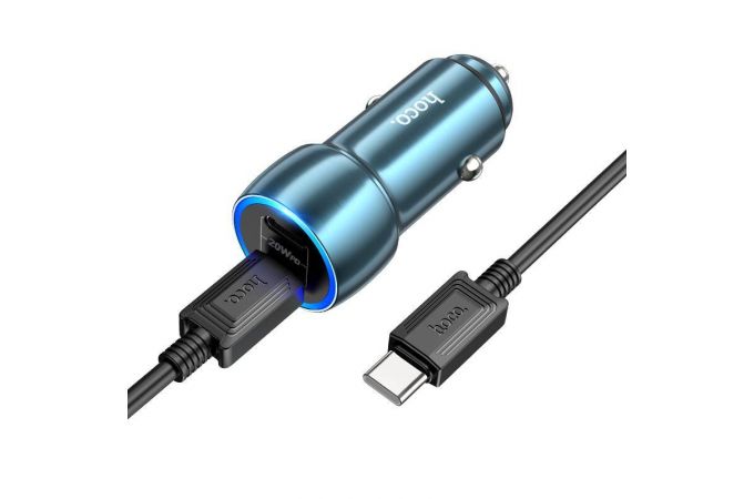 Автомобильное зарядное устройство АЗУ 2USB-С + кабель Type-C HOCO Z48 Tough 40W (черный)