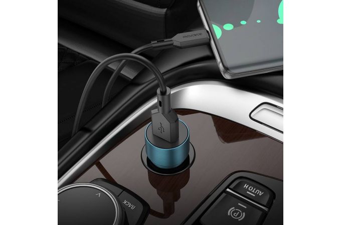 Автомобильное зарядное устройство АЗУ USB + кабель Type-C Borofone BZ19A QC3.0 (золотой)