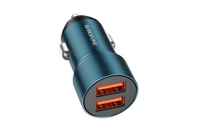 Автомобильное зарядное устройство АЗУ 2USB BOROFONE BZ19B 36W  QC3.0 Wisdom 2400 mAh (синий)