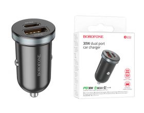 Автомобильное зарядное устройство АЗУ USB + USB-C BOROFONE BZ22  PD30W + QC3.0 (черный)