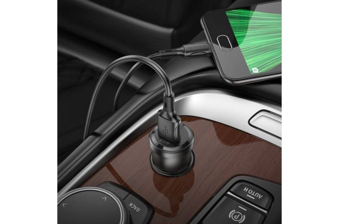 Автомобильное зарядное устройство АЗУ USB + кабель MicroUSB BOROFONE BZ23 QC3.0 (черный)