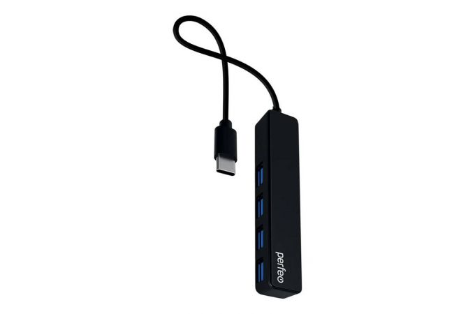 Разветвитель USB C-HUB Perfeo PF-H039 4 Port, чёрный