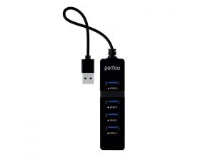 Разветвитель USB-HUB Perfeo PF-H041 1 Port 3.0+3 Port 2.0, чёрный