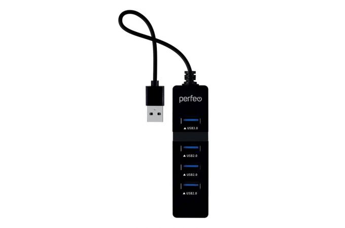 Разветвитель USB-HUB Perfeo PF-H041 1 Port 3.0+3 Port 2.0, чёрный