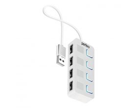 Разветвитель USB-HUB Perfeo PF-H044 4 Port, белый