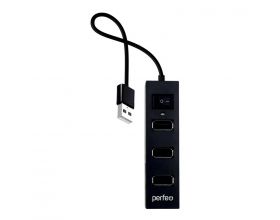 Разветвитель USB-HUB Perfeo PF-H045 4 Port, чёрный