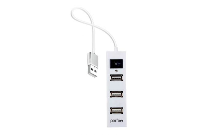 Разветвитель USB-HUB Perfeo PF-H045 4 Port, белый