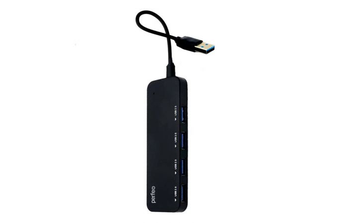 Разветвитель USB-HUB Perfeo PF-H047 4 Port, чёрный