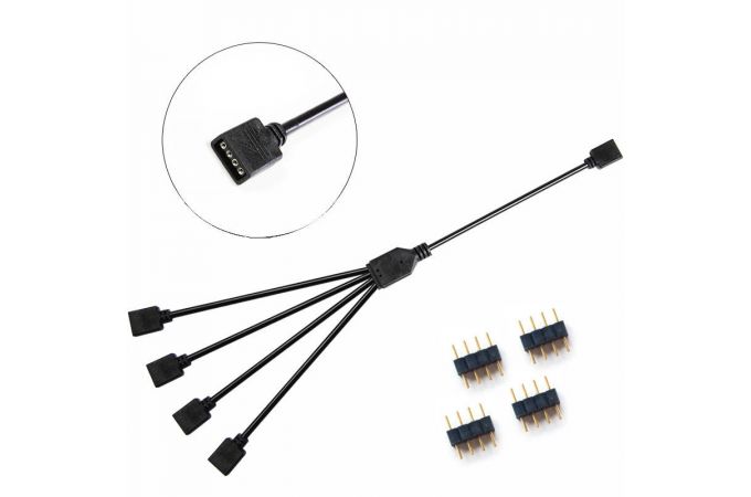 Разветвитель для подсветки ARGB 12V на 4 устройства (4 pin 30 см)