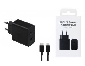 Сетевое зарядное устройство USB-A +PD + кабель Type-C Samsung 35W (черный)