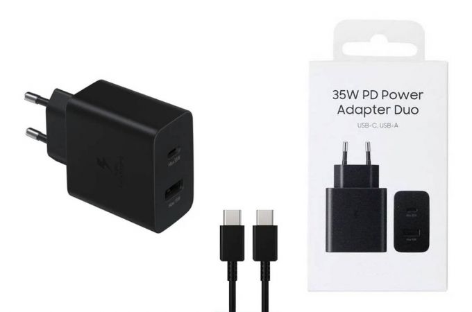 Сетевое зарядное устройство USB-A +PD + кабель Type-C Samsung 35W (черный)