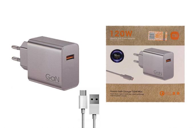 Сетевое зарядное устройство USB Xiaomi 120W USB + кабель Type-C (вариант 2) (Л)