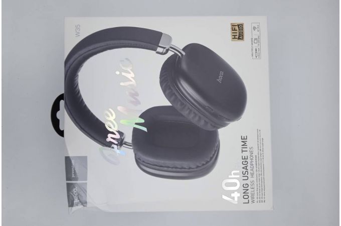 Наушники мониторные беспроводные HOCO W35 wireless headphones Bluetooth (черный) (УЦЕНКА! МЯТАЯ УПАКОВКА)