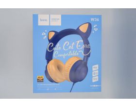 Наушники мониторные проводные HOCO W36 Cat ear kids wireless headphones Bluetooth (синий) (УЦЕНКА! МЯТАЯ УПАКОВКА)