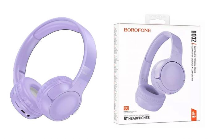 Наушники мониторные беспроводные BOROFONE BO32 Show (фиолетовый)