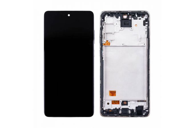 Дисплей для Samsung A725F Galaxy A72 Black в сборе с тачскрином + рамка, OLED (Big glass)