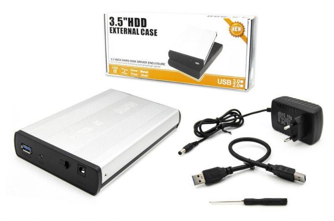 Кейс для HDD 3.5'' USB3.0 - SATA металл (S354U3_Silver)