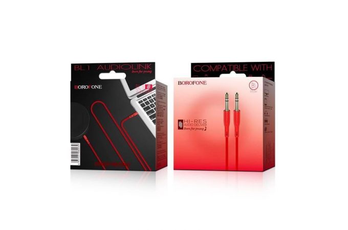 Кабель аудио AUX BOROFONE BL1 AUX 3.5 1 метр красный
