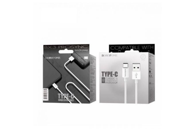 Кабель USB - USB Type-C BOROFONE BX3, 3A (белый) 1м (в колбе)