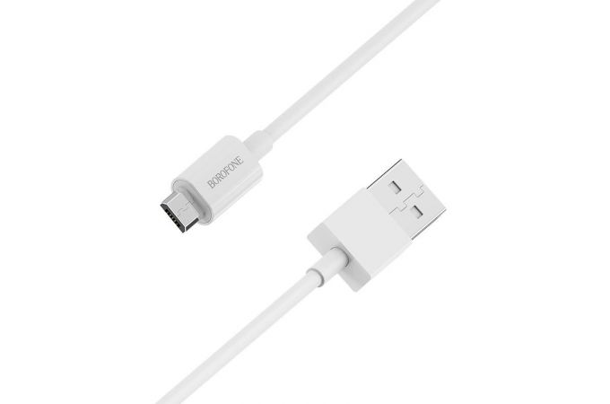 Кабель USB - MicroUSB BOROFONE BX3 2,4A (белый) 1м (в колбе)