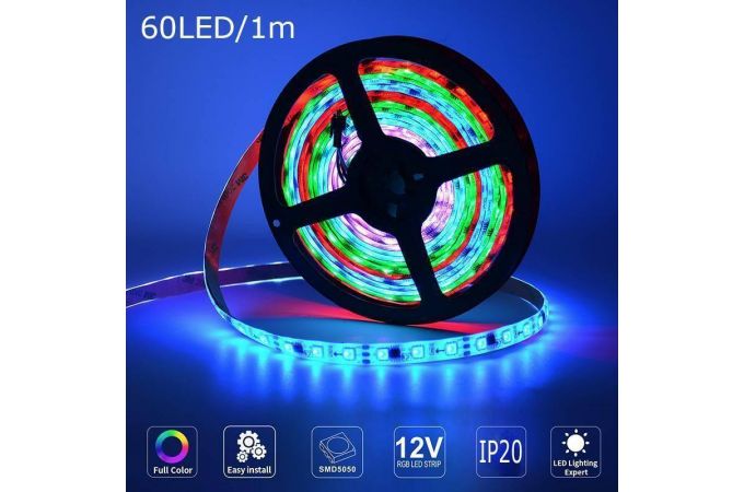 Лента светодиодная Огонёк 5050 RGB (IP20, 60 свд/м) 5м