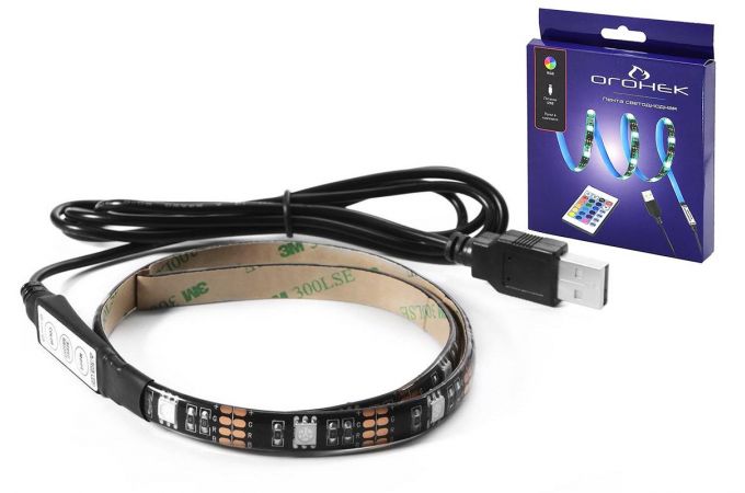 Лента светодиодная Огонек OG-LDL09 RGB 1м (USB)