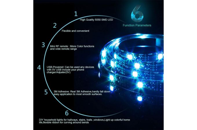 Лента светодиодная Огонек OG-LDL09 RGB 1м (USB)